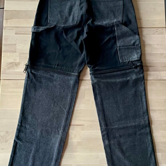 Teddy Fresh Unisex Black Convertible Zip-Off Straight Leg Jeans Pants size 28 - Picture 4 of 8